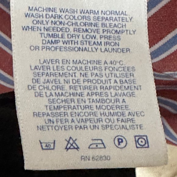 Lands’ End Men’s Size 16-34 red stripe starched button down cotton shirt FLAW - Picture 8 of 9